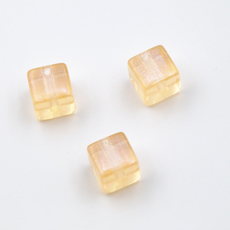 Glitter Square Acrylic Beads 12mm Transparent Pastel 20pcs 3