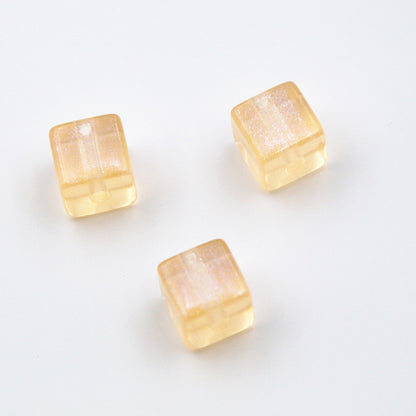 Glitter Square Acrylic Beads 12mm Transparent Pastel 20pcs 3