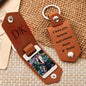 PU Leather Blank Sublimation Photo Keychain Brown Laurel Wreath Snap Closure 4