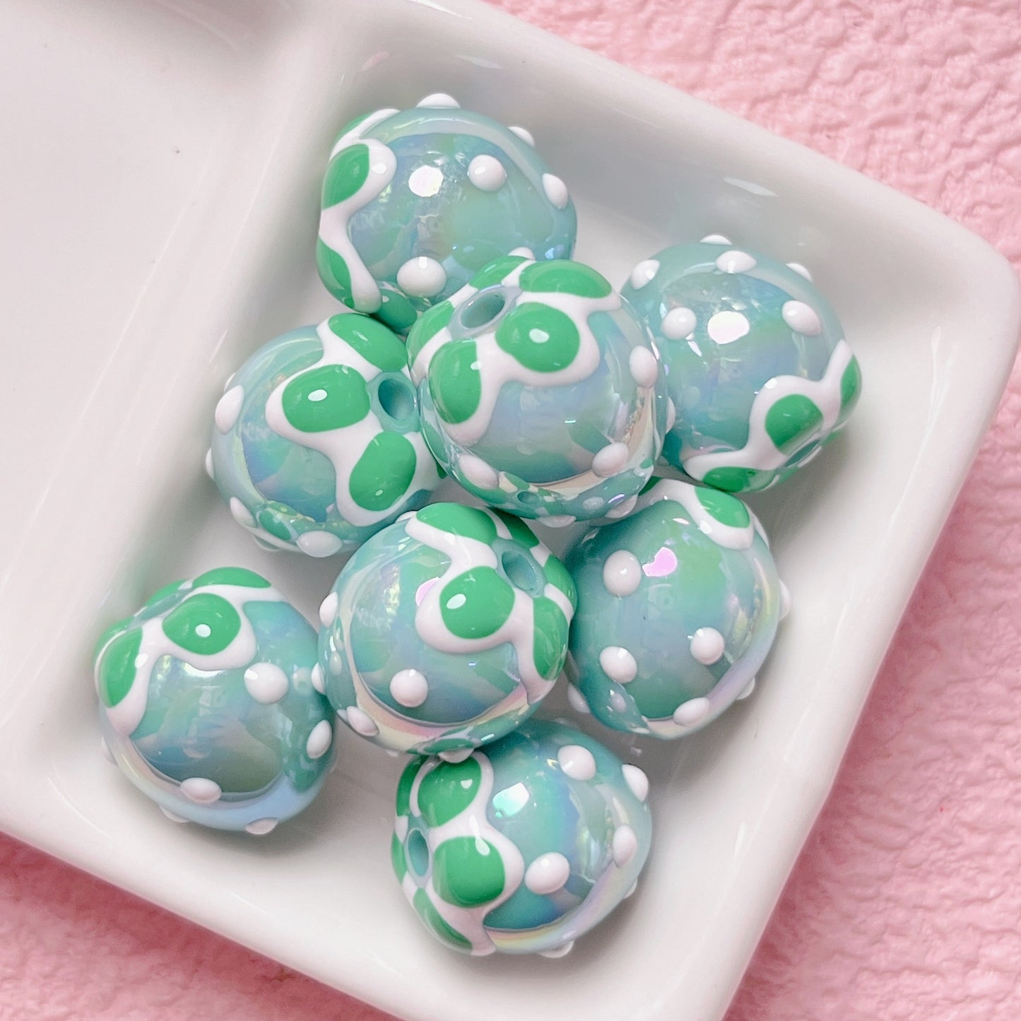 Plating Hand Painted Strawberry Acrylic Beads 17mm Colorful 5pcs 10