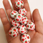 Printed Bubblegum Beads 20mm Full Strawberry Design 10pcs 2