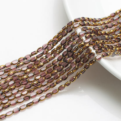 Electroplated Frosted Glass Beads 4mm x 6mm Metallic Edged 96pcs 12