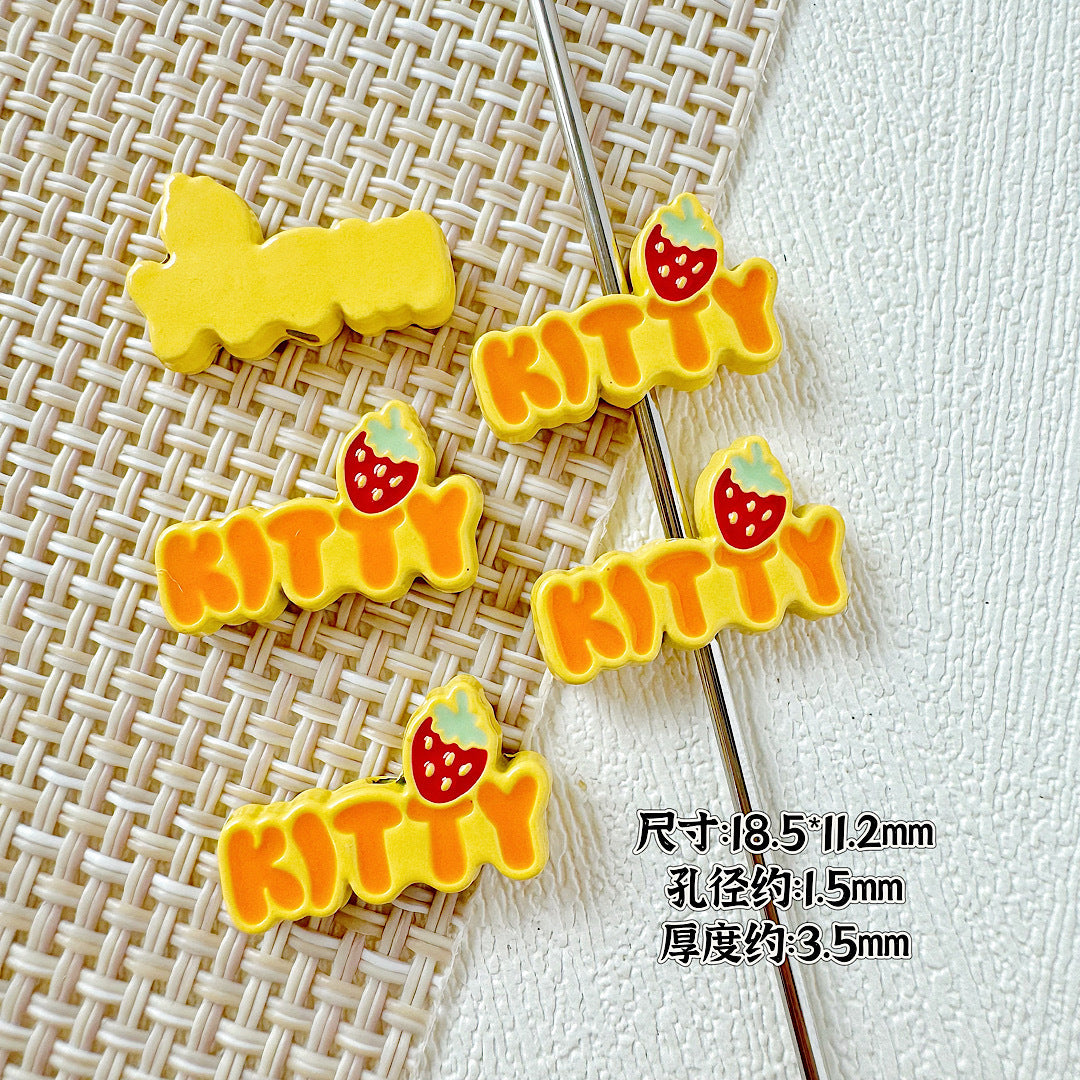 Signboard Metal Beads Painted Sanrio Series Colorful 10pcs 11