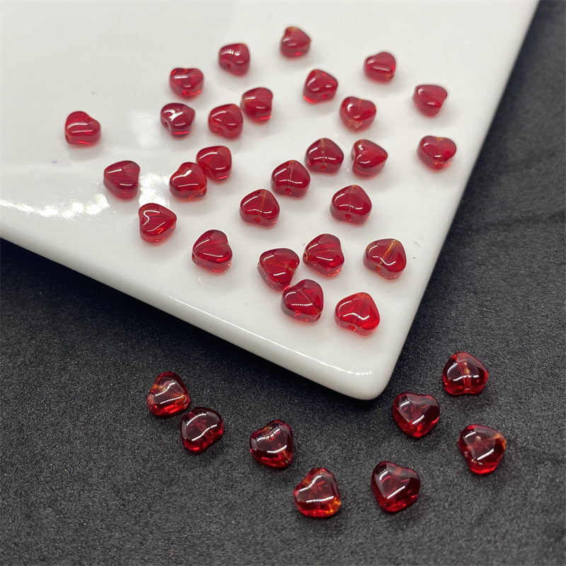 Czech Glass Beads Small Heart 6mm Peach Color 100pcs 13