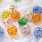 Lampwork Glass Beads Round 10mm 12mm Colorful Gold Foil 50pcs