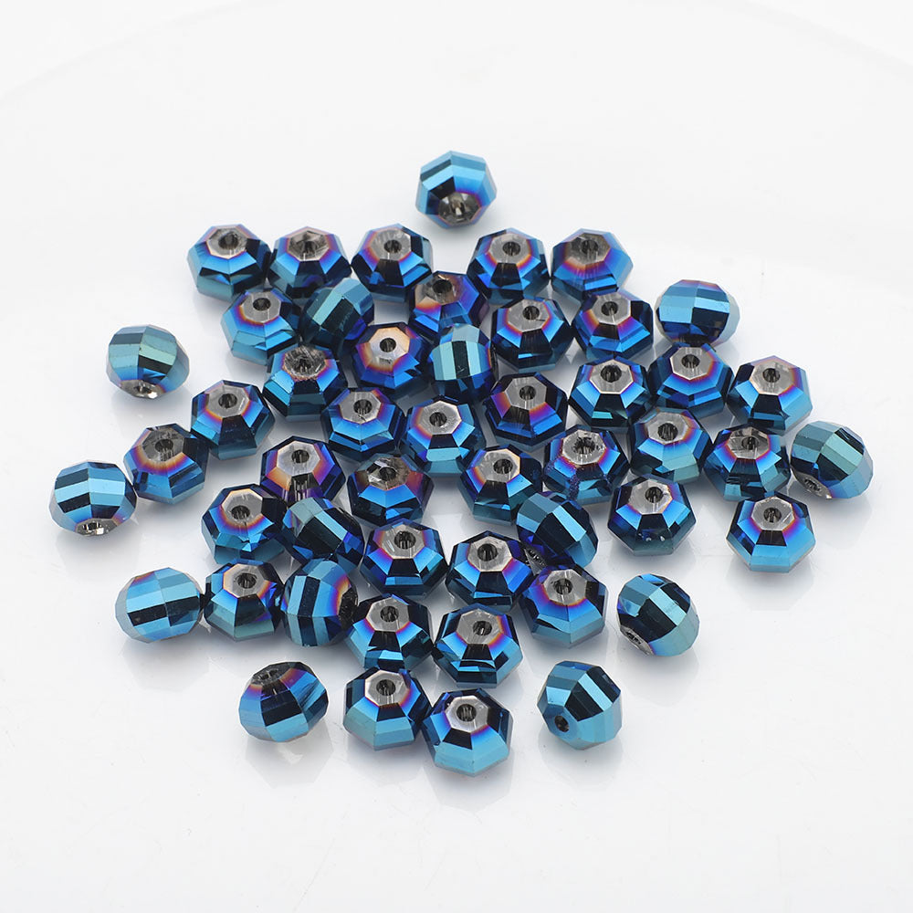 Faceted Glass Beads 8mm Watermelon Electroplated Iridescent 30pcs 25