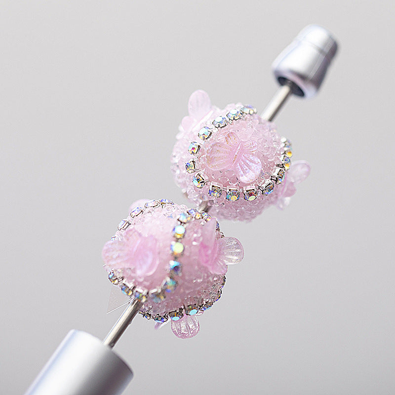 Embellished Bubblegum Beads 16mm Butterfly Embedded Rhinestone 10pcs 10