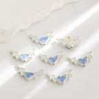 Heart Wings Rhinestone Beads 24mm Alloy Sparkling Mixed Colors 10pcs 6