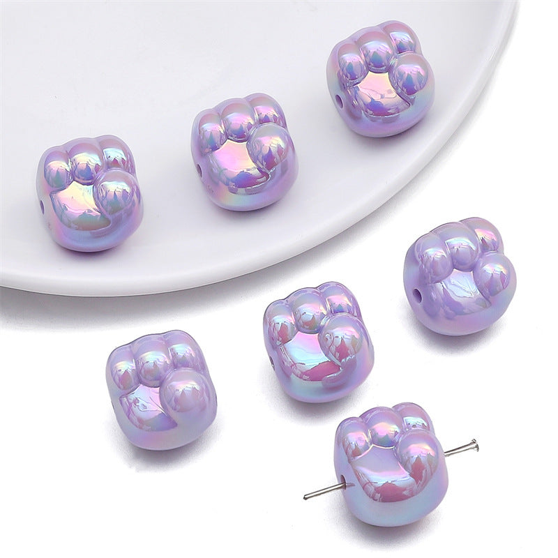 Glossy Fist Acrylic Beads 16mm Pastel Iridescent 16pcs 11