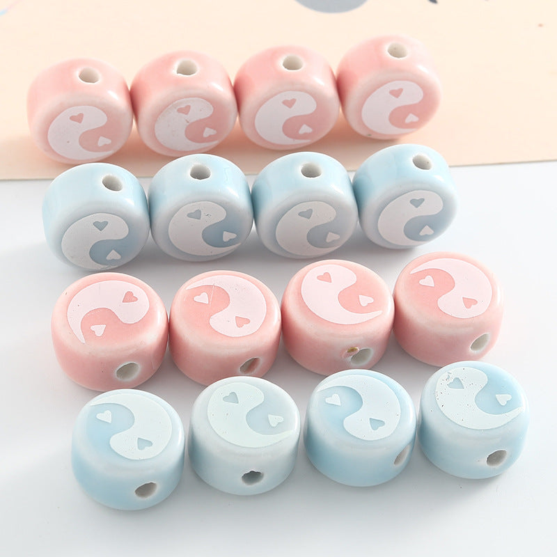 Flat Acrylic Beads 16mm Light Color Taichi Ceramic 10pcs 3