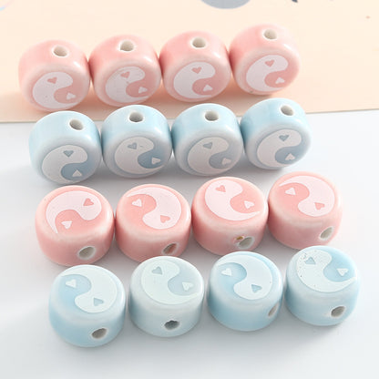 Flat Acrylic Beads 16mm Light Color Taichi Ceramic 10pcs 3