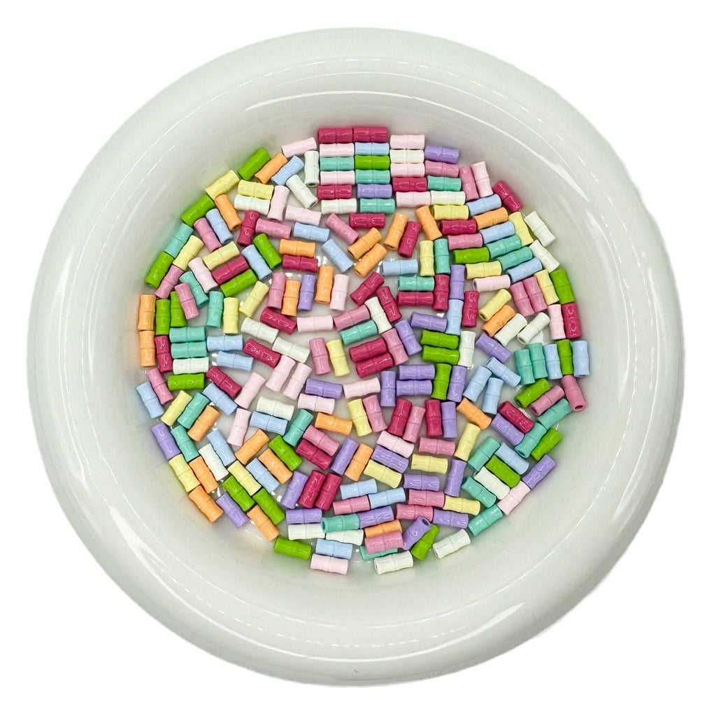 Bamboo Tube Metal Beads 3x8mm Baking Painted Alloy 40pcs 5