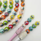 Plating Round Acrylic Beads 16mm Cute Cartoon Print 50pcs 3
