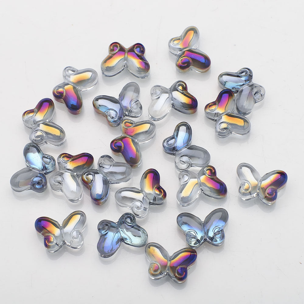 Butterfly Plated Transparent Glass Beads 10x14mm 20pcs 10