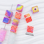 Plating Heart Acrylic Square Beads 15mm Glossy Pattern 50pcs 3