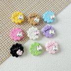 Disc Metal Beads 13mm Baking Painted Rabbit and Flower Alloy 10pcs 15