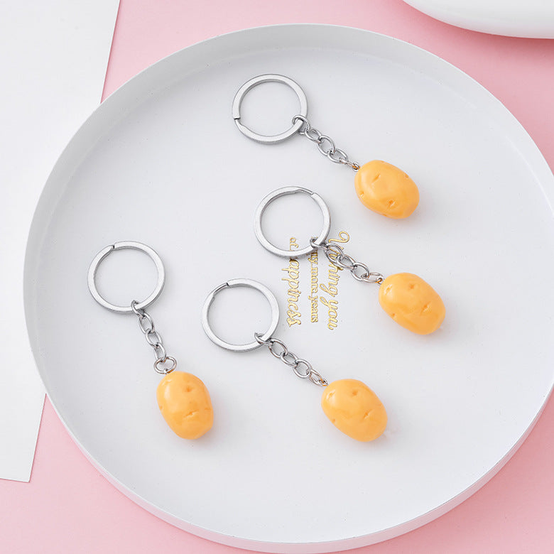 Resin Potato Food Keychain Mustard Yellow Playful Design 2