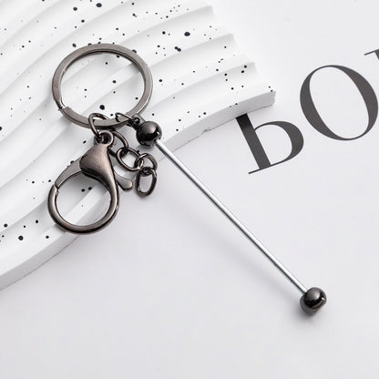 Beadable Keychain Metal Slender Shaft Polished Ball Lobster Clasp 9