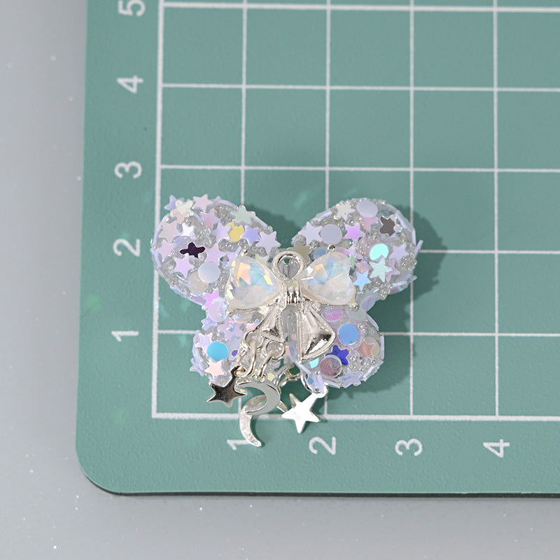 Star Glitter Butterfly Resin Beads 27mm Translucent Sparkle 2pcs 4