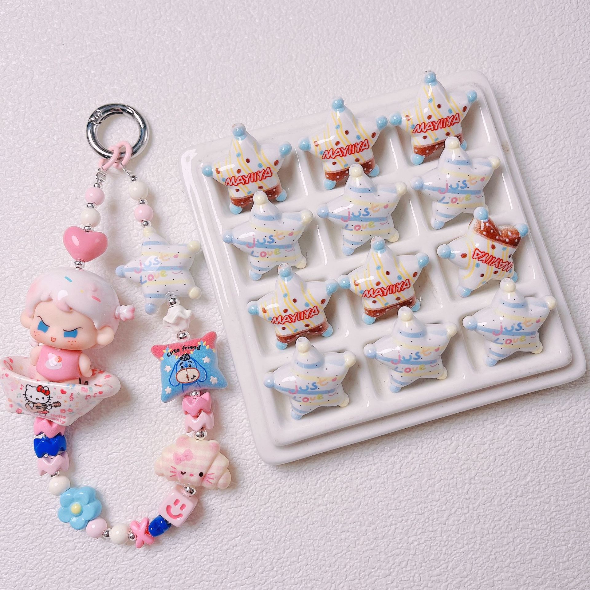 Letter Printed Star Acrylic Beads 26mm Mixed Colors 10pcs