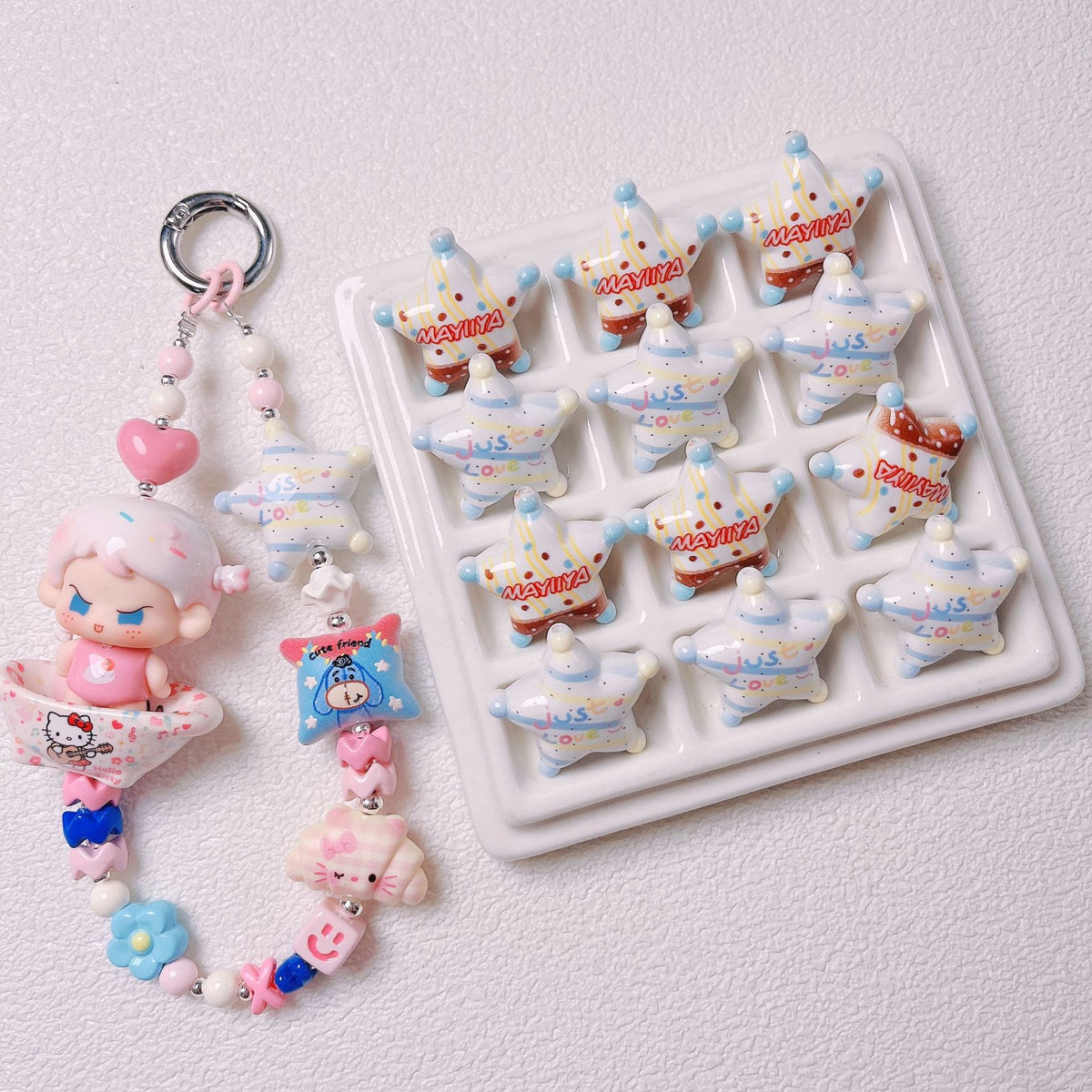 Letter Printed Star Acrylic Beads 26mm Mixed Colors 10pcs