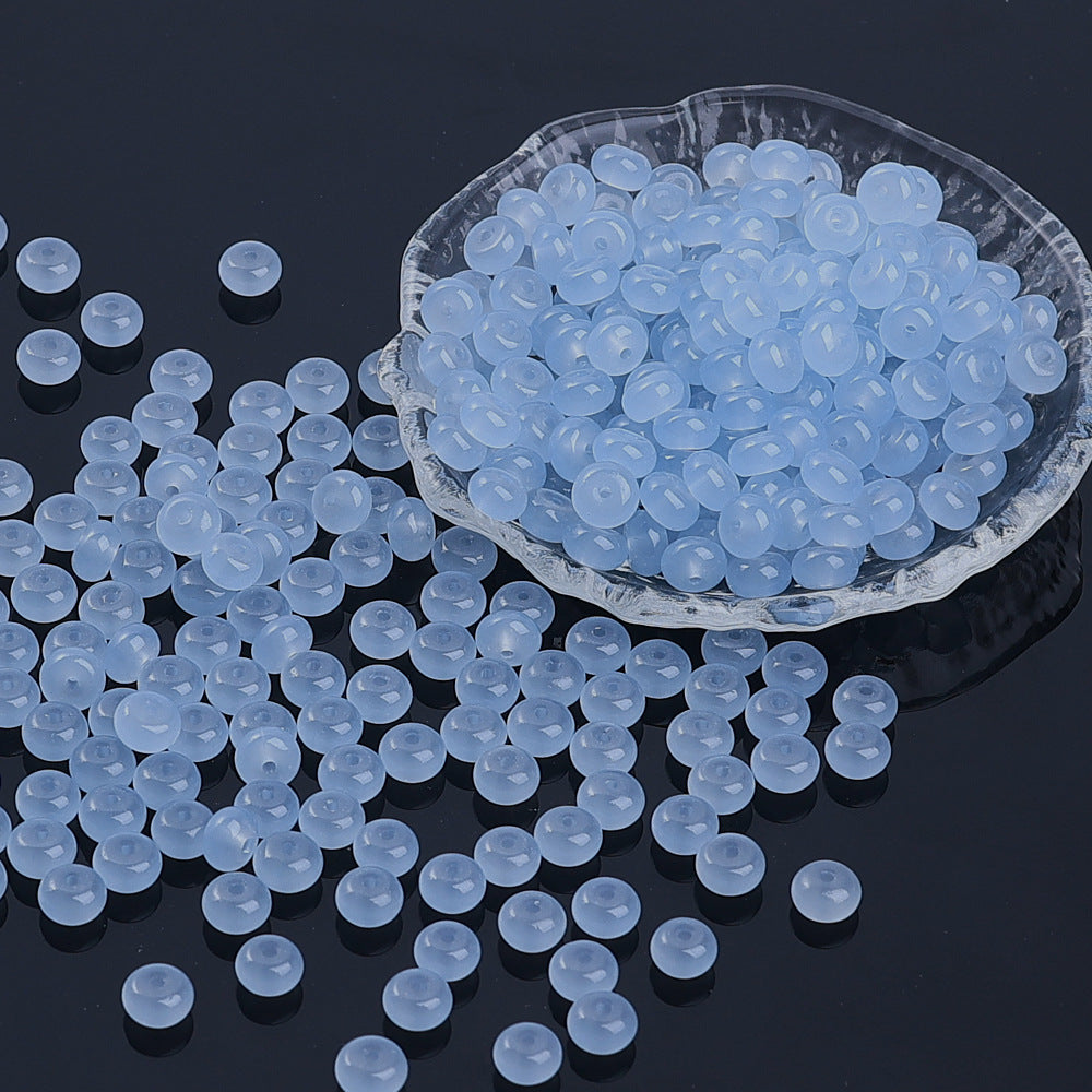Glass Rondelle Spacer Beads 8mm Semi Transparent Imitation Jade 100pcs 14