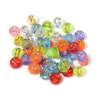 Cartoon Emoticon Flat Round Acrylic Beads 7x3.5mm Colorful 100pcs 4