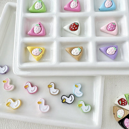 Baking Painted Duck and Strawberry Cake Metal Beads 13/10mm 20pcs 4