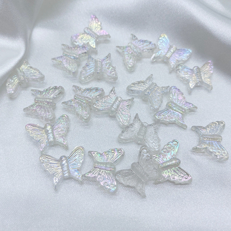 Transparent Butterfly Acrylic Beads 16mm UV Plating Summer 30pcs 10