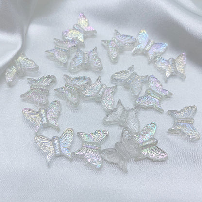Transparent Butterfly Acrylic Beads 16mm UV Plating Summer 30pcs 10