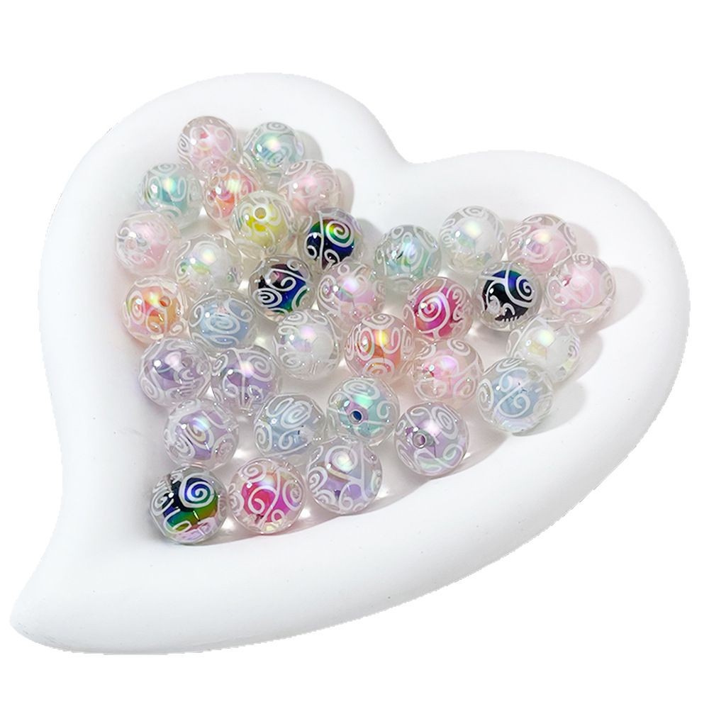 Plating Round Acrylic Beads 16mm Spiral Pattern Translucent 50pcs 5
