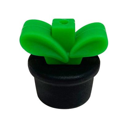 Silicone 3D Focal Beads Flowerpot Grass With Leaf Cluster 20pcs 15