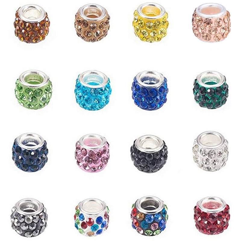 Rhinestone Spacer Clay Beads 7x11mm Chunky Large Hole 100pcs 2