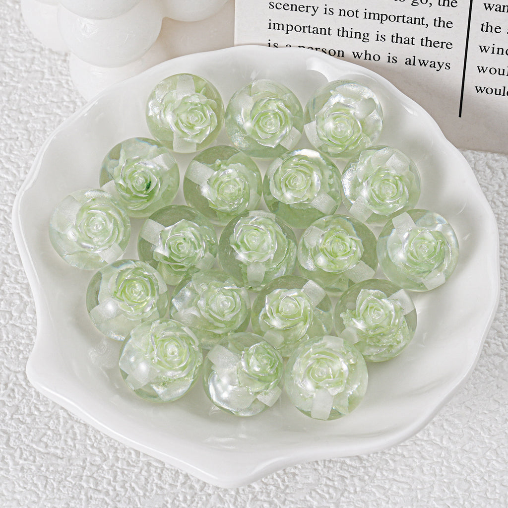 Blooming Flower Resin Beads 16mm Round Colorful 20pcs 5
