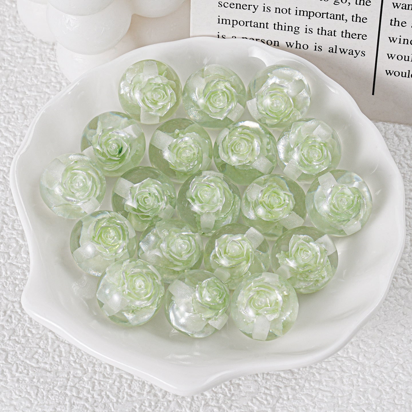 Blooming Flower Resin Beads 16mm Round Colorful 20pcs 5