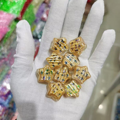 Glitter Leopard Star Resin Beads 20mm Pink Sparkle 10pcs 3