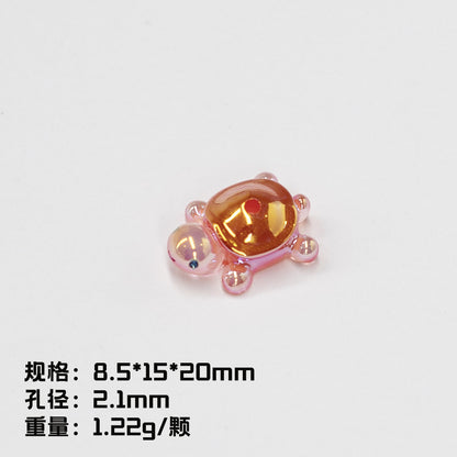 Glow In The Dark 3D Turtle Resin Beads 20mm Colorful Glossy 10pcs 13