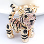 Alloy Diamond Inlaid Tiger Keychain Metal Colorful and Champagne Options 8
