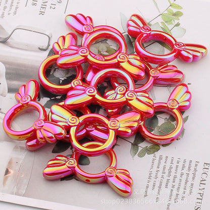 UV Color Plated Solid Color Varied Sakura Angel Wings Acrylic Beads 2pcs 23