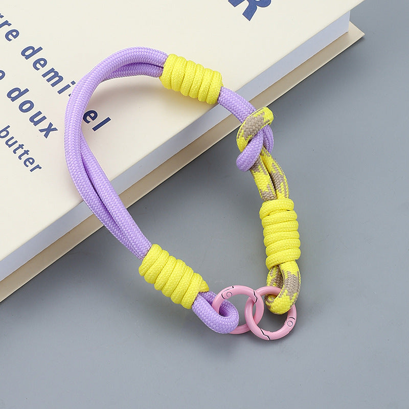 Dual Color Knotted Double Ring Phone Wristlet Keychain Nylon 3pcs 11