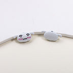 Painted Alloy Metal Beads Black and White Enamel Baking Style 10pcs 2
