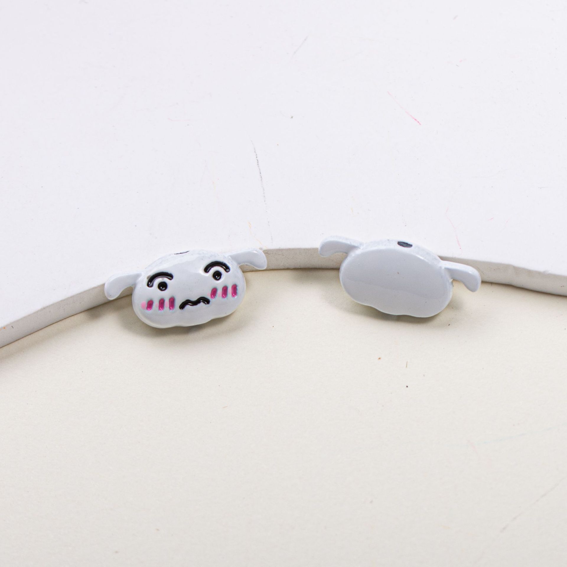 Painted Alloy Metal Beads Black and White Enamel Baking Style 10pcs 2