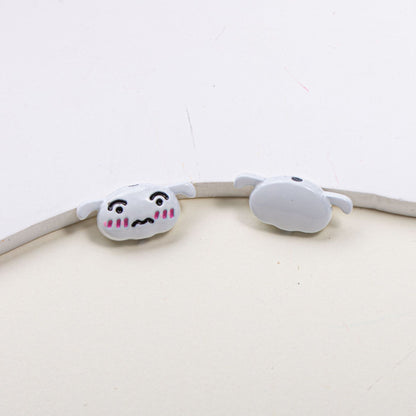 Painted Alloy Metal Beads Black and White Enamel Baking Style 10pcs 2
