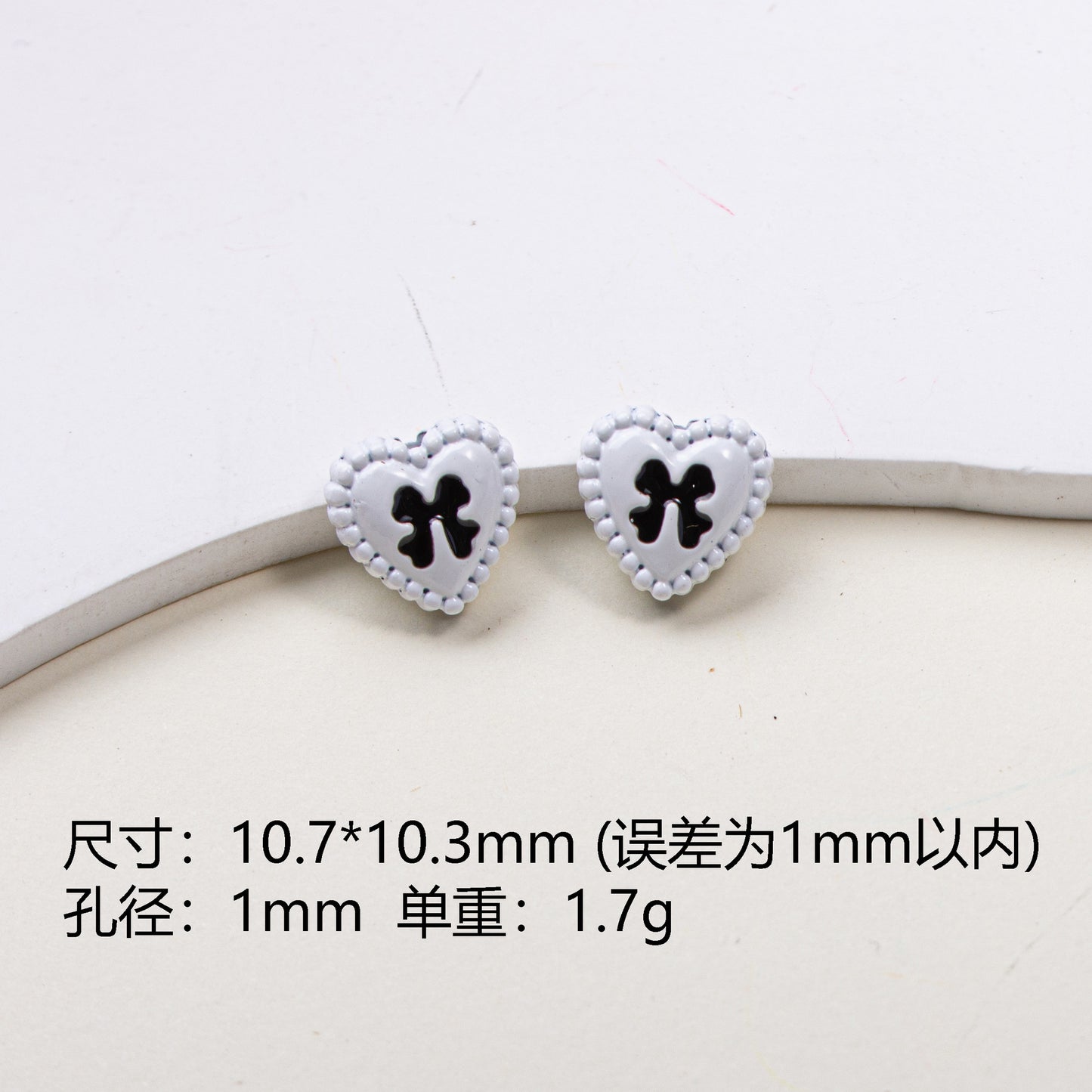 Painted Alloy Metal Beads Black and White Enamel Baking Style 10pcs 13