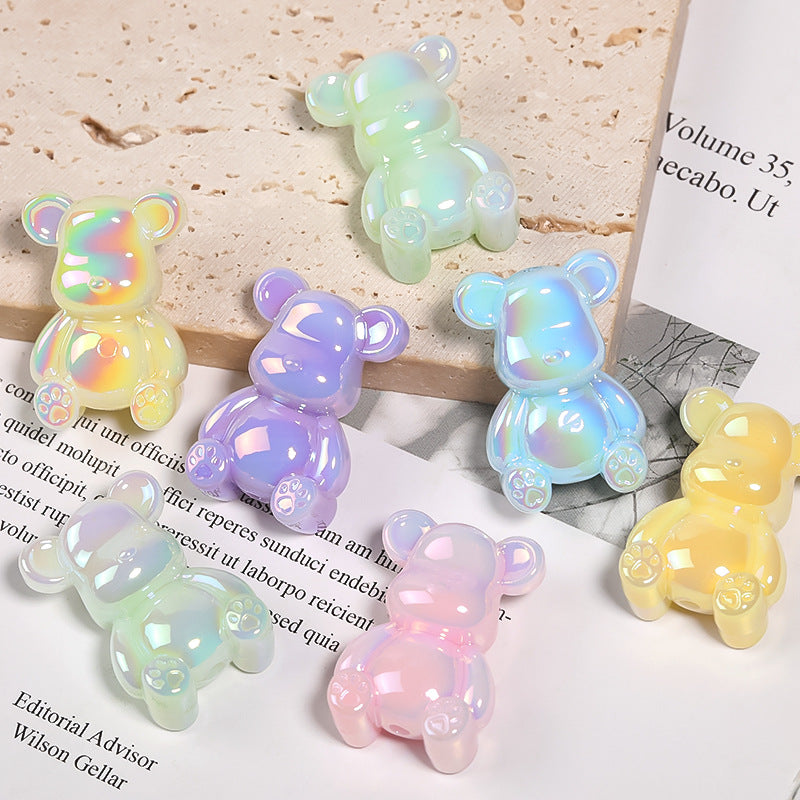 UV Finish Bear Acrylic Beads 23x33mm Pastel Cartoon 30pcs 4