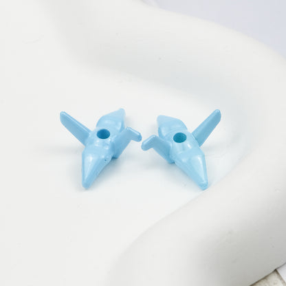 Painted Origami Crane Acrylic Beads 16mm Colorful Glossy 50pcs 7