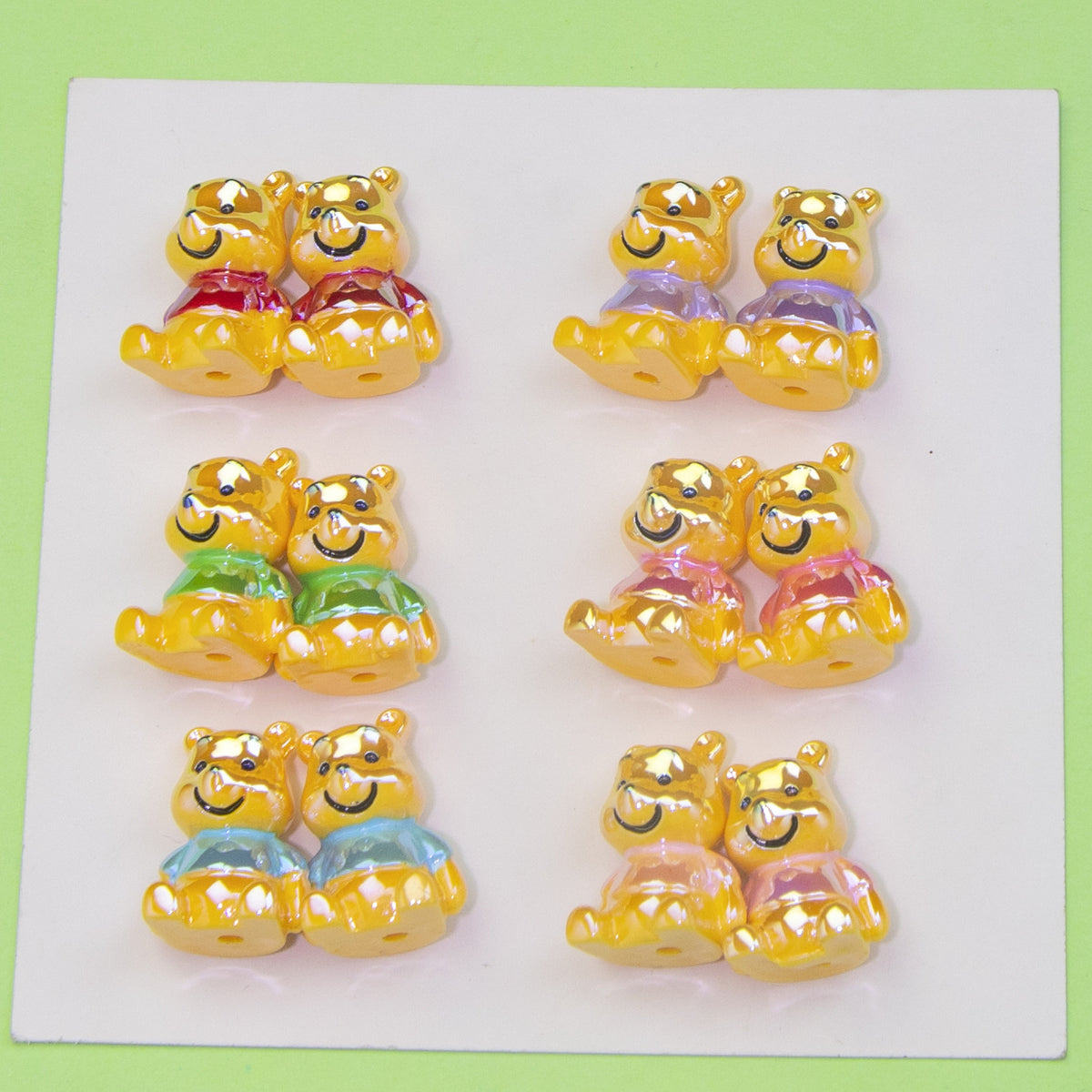 3D Adorable Winnie The Pooh Resin Beads 23mm Glossy Mixed Colors 10pcs 2