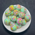 Hand Painted Acrylic Beads 16mm Inkjet Splatter Pink Glossy 100pcs 6