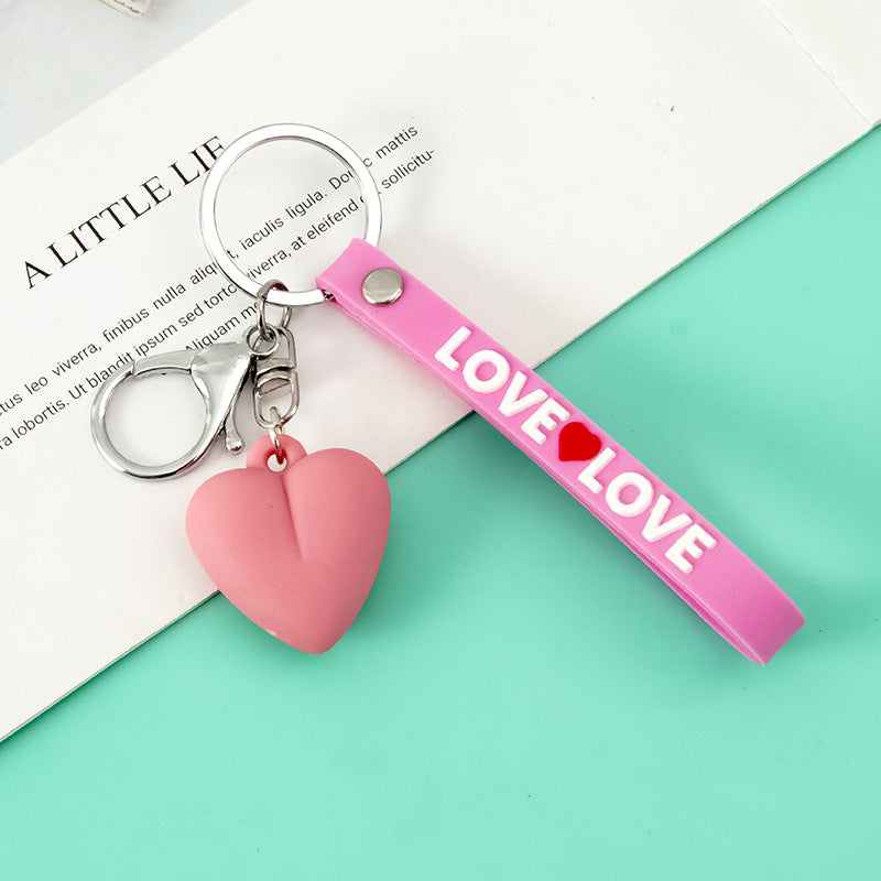 Resin Heart Keychain with Love Strap Pastel Colors 9