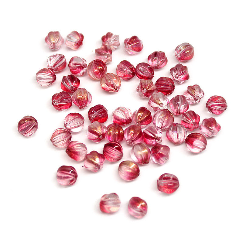 Czech Glass Beads Pumpkin 8mm Pastel Glow Grooved 100pcs 15